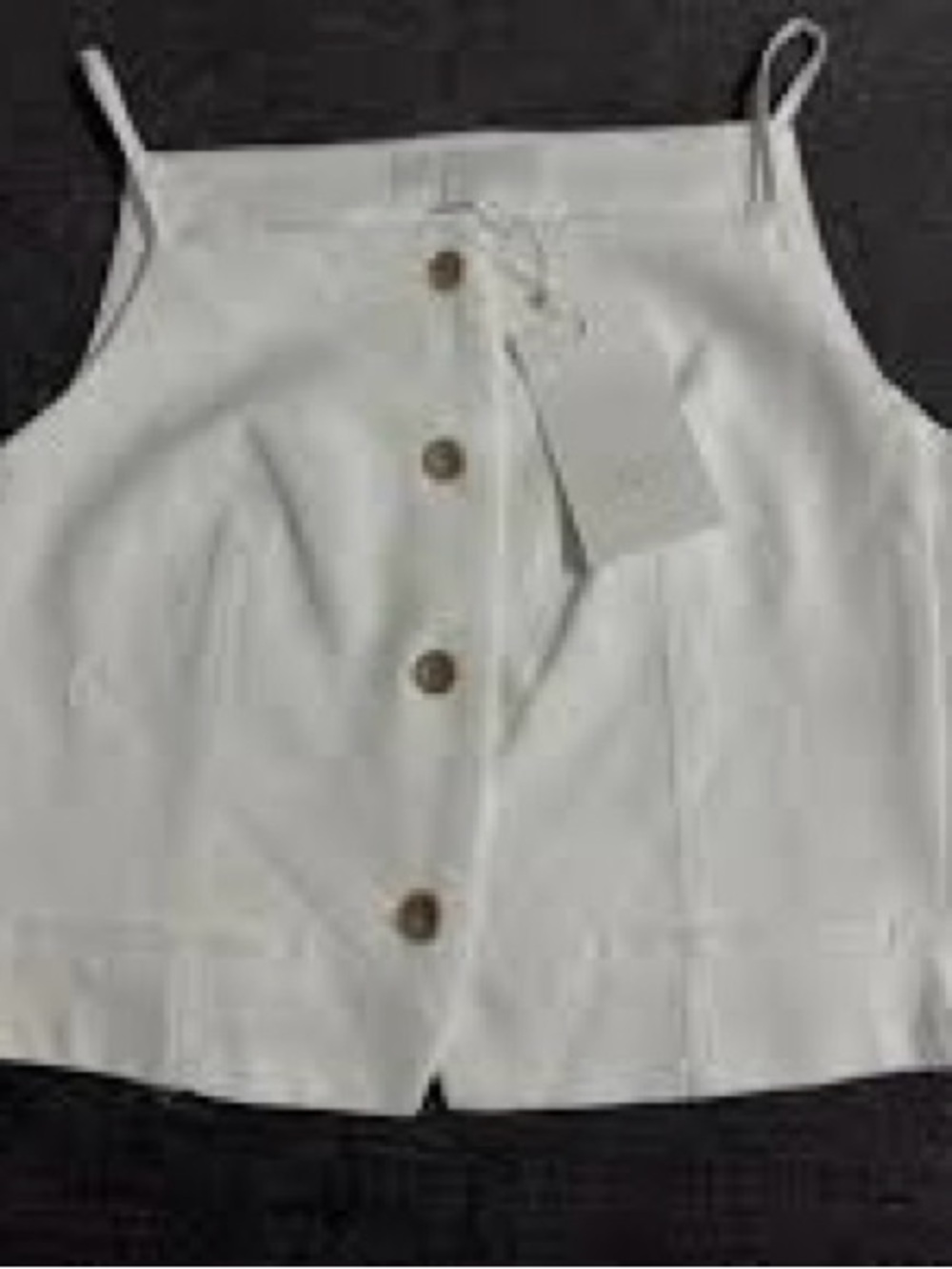 Zara White Button-Front Spaghetti Strap Tank/Vest